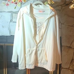 Quacker Factory Ivory Holiday Jacket and Top Set  Size 3X Excellent Condition!